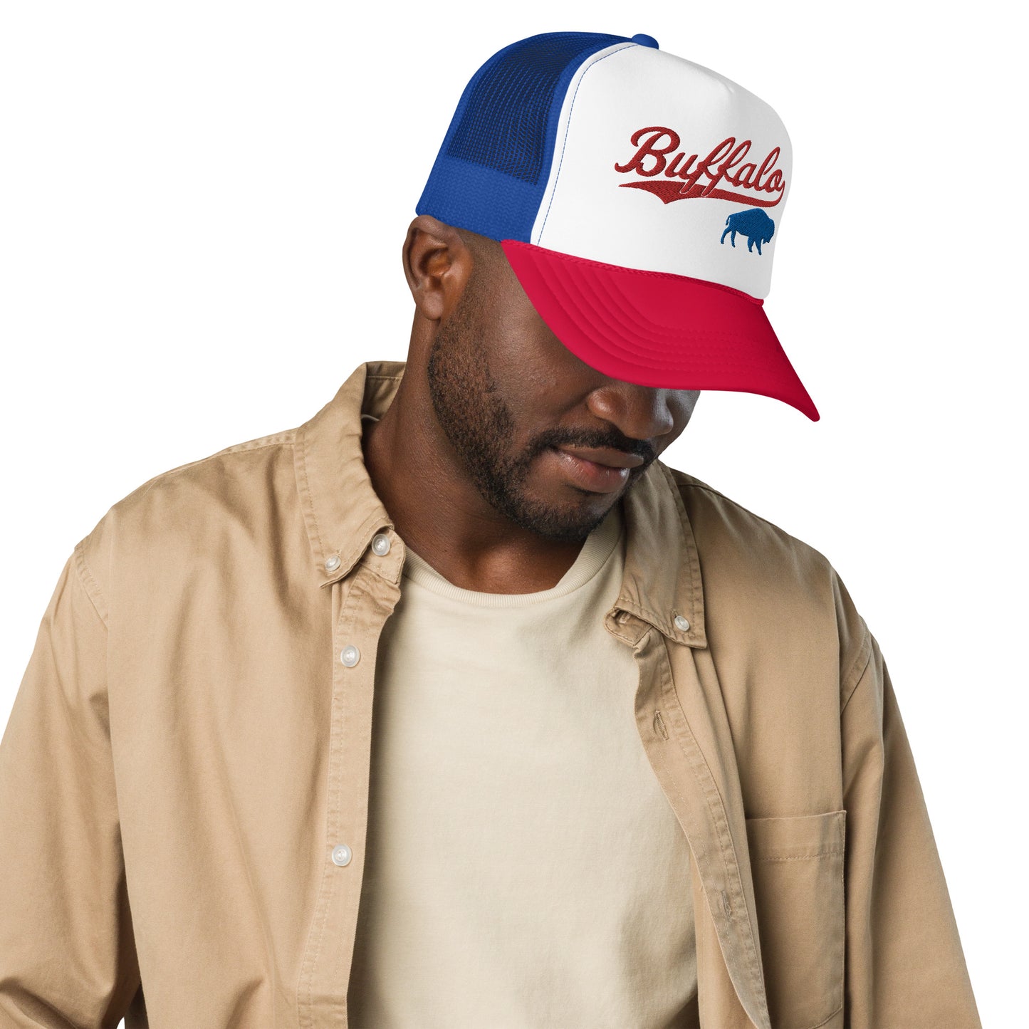 Vintage Buffalo Embroidered Foam Trucker Hat - Bflo Thread Co.