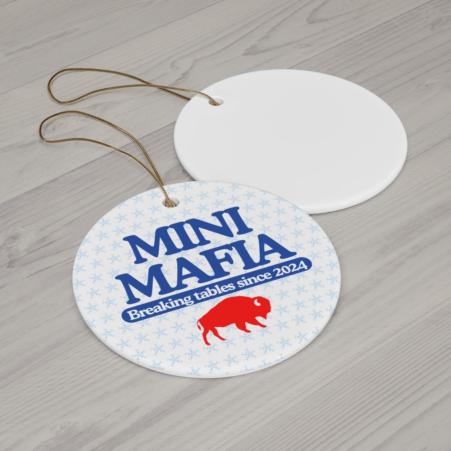 Mini Mafia - Breaking Tables Since 2024 Ceramic Ornament |  Buffalo Bills Mafia 2024, Newborn Christmas Gift