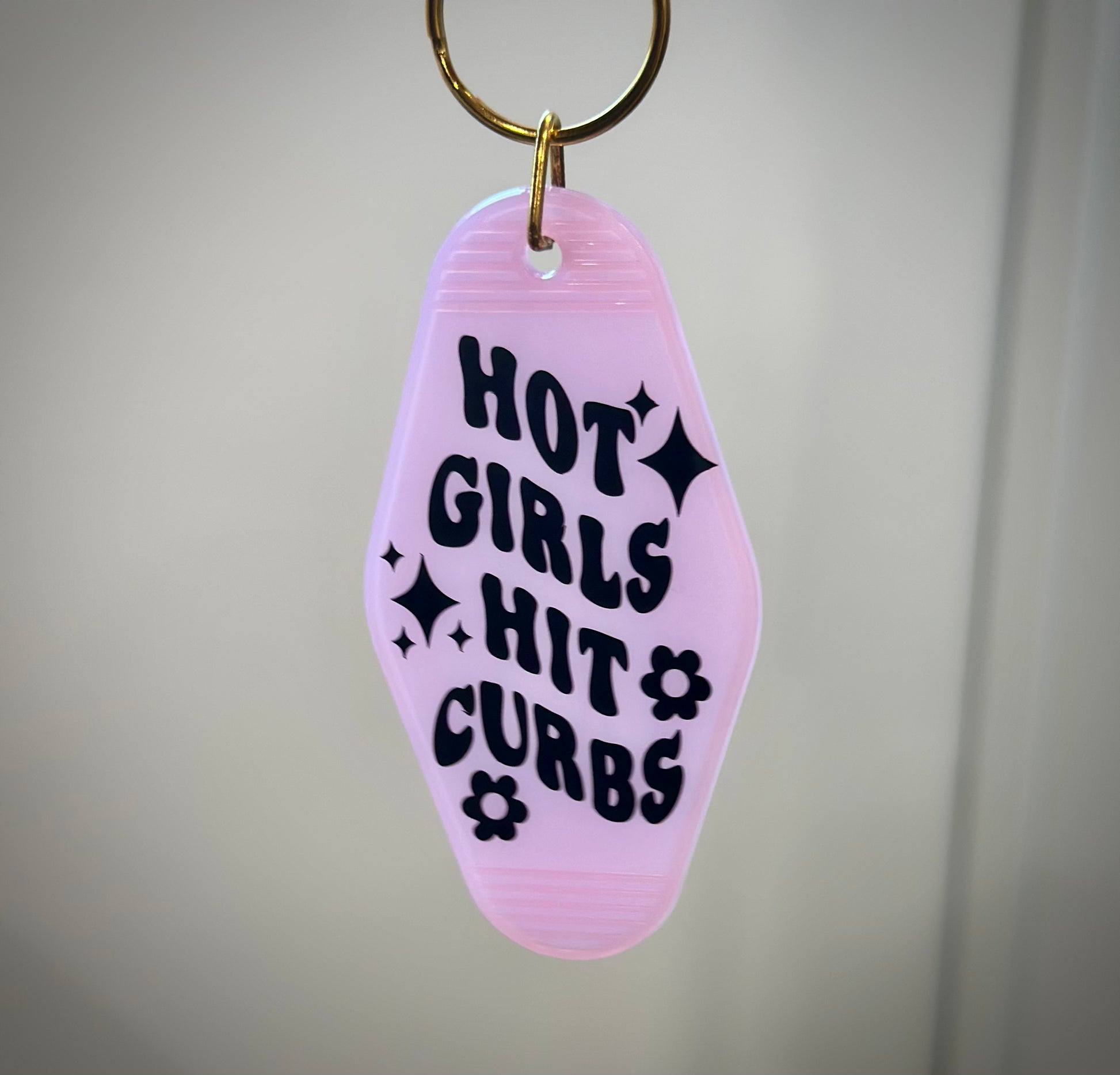 Hot Girls Hit Curbs Hot Pink Motel Keychain - Bflo Thread Co.