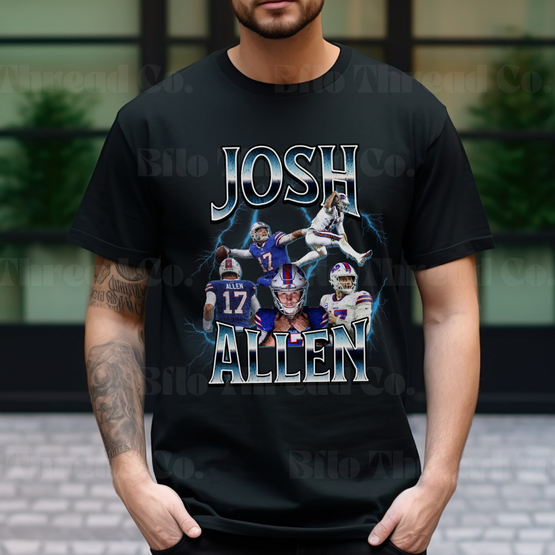 Josh Allen 90's Bootleg Style Graphic T-Shirt - Bflo Thread Co.