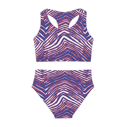 Buffalo Football Pattern Girls Two Piece Swimsuit - Bflo Thread Co.