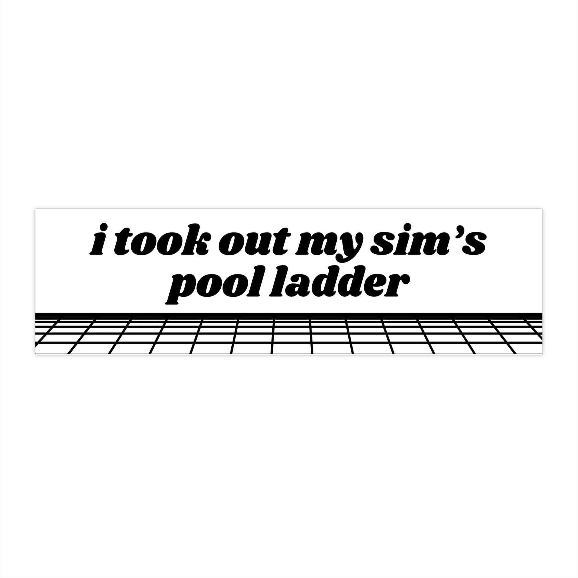 I Took Out My Sim's Pool Ladder Funny Bumper Sticker - Bflo Thread Co.