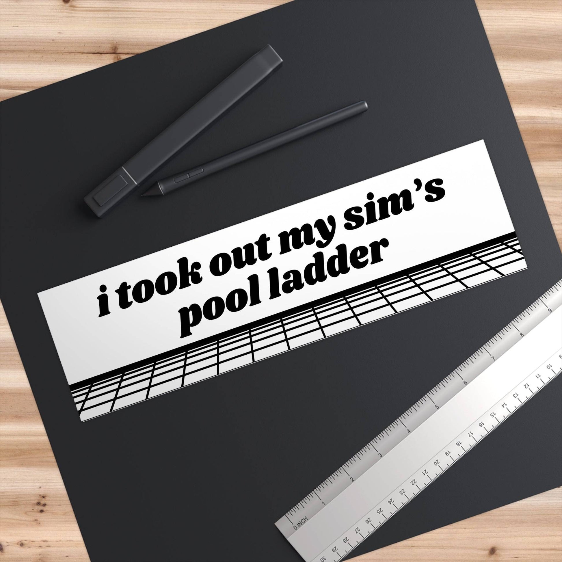 I Took Out My Sim's Pool Ladder Funny Bumper Sticker - Bflo Thread Co.