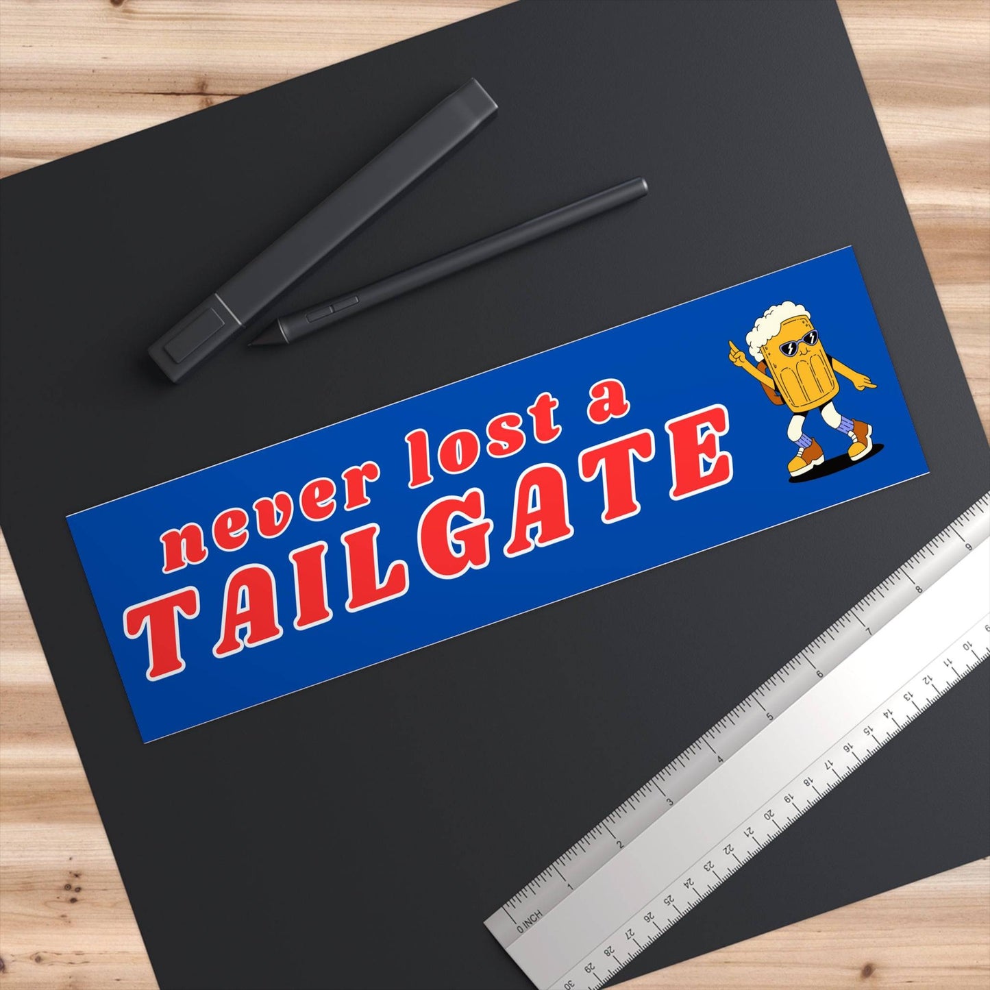 Never Lost a Tailgate with Beer Mug Bumper Sticker - Bflo Thread Co.