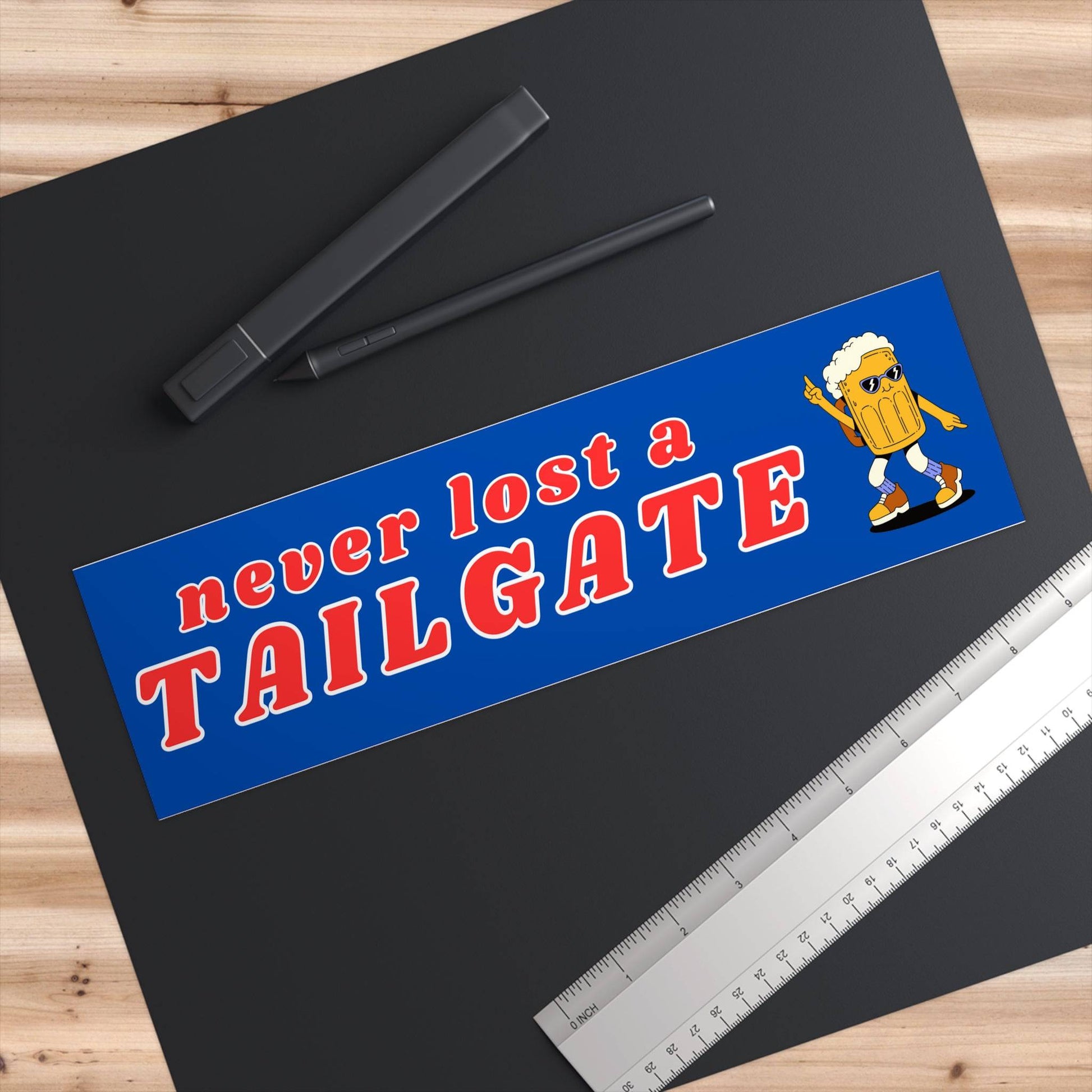 Never Lost a Tailgate with Beer Mug Bumper Sticker - Bflo Thread Co.