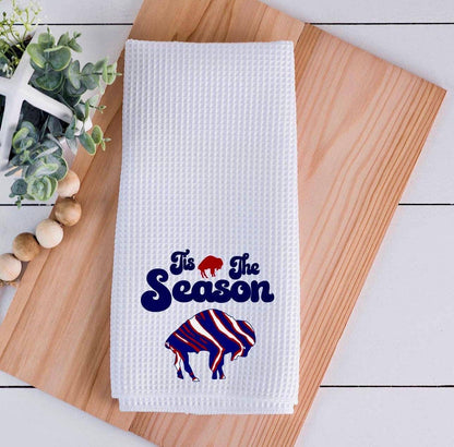 Tis The Season Kitchen Waffle Weave Towel | Buffalo Bills Fan Gift | Buffalo Bills | Kitchen Decor - Bflo Thread Co.