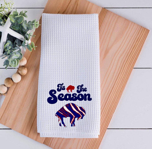 Tis The Season Kitchen Waffle Weave Towel | Buffalo Bills Fan Gift | Buffalo Bills | Kitchen Decor - Bflo Thread Co.